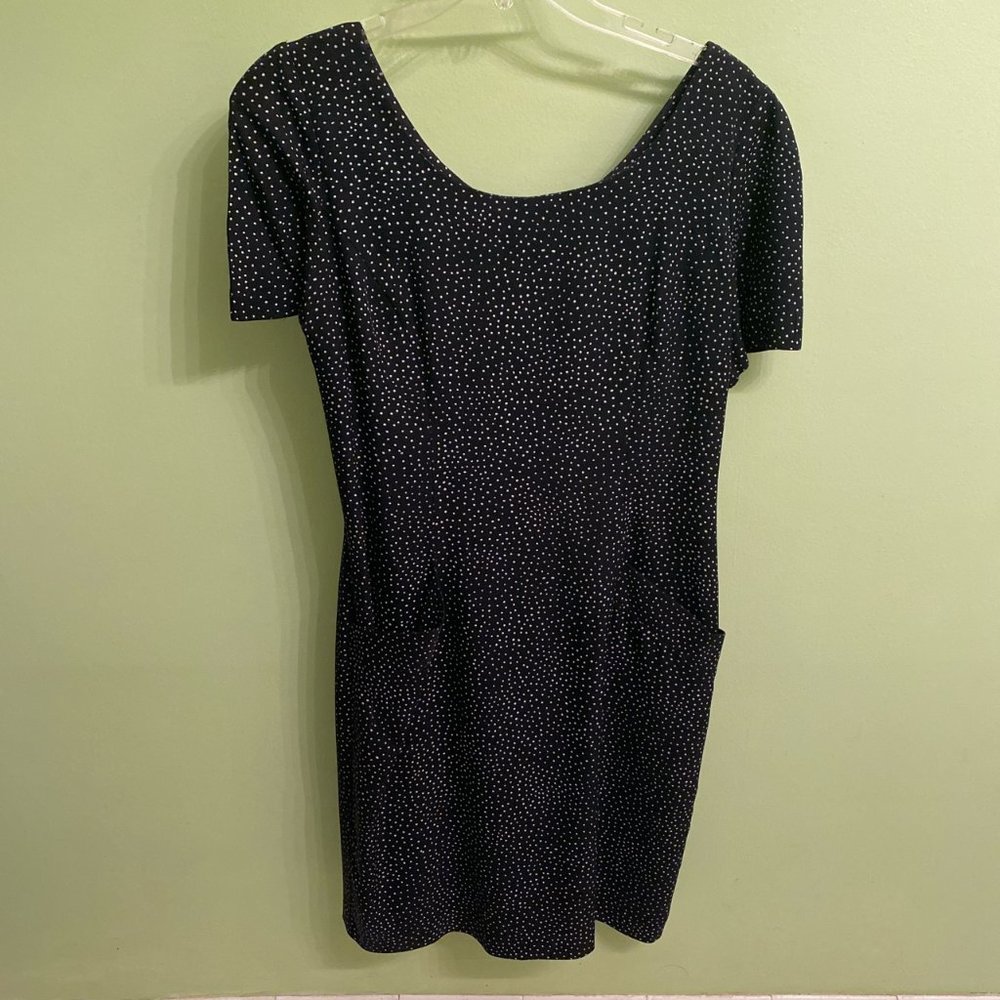 Vintage 80s Black and White Polka Dot Dress